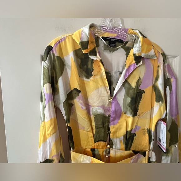 French Connection Multicolor Abstract Print Women's Shirt Dress Size Small - Picture 11 of 16